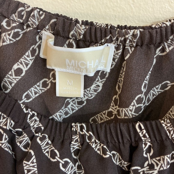 Michael Kors, Off the Shoulder Top, Brown/White, Size Medium - Picture 2 of 6